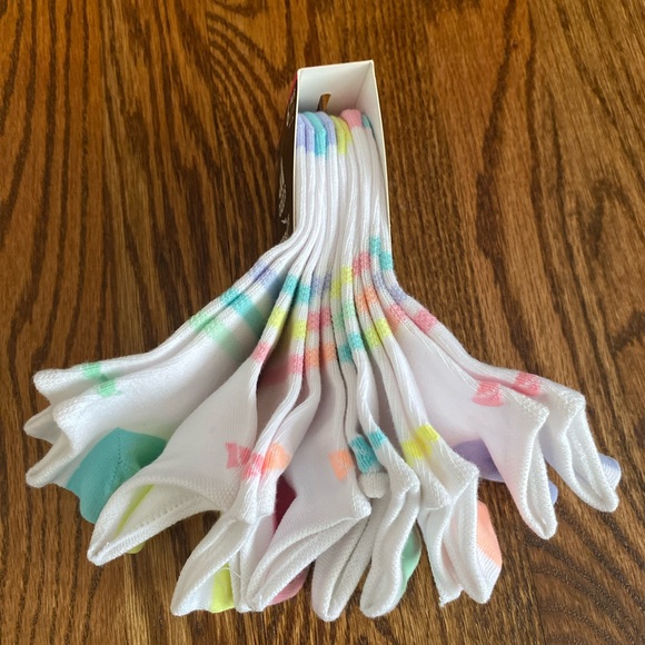 Adidas Girl's Superlite No Show Socks - White with Pastel Stripes - Picture 3 of 3